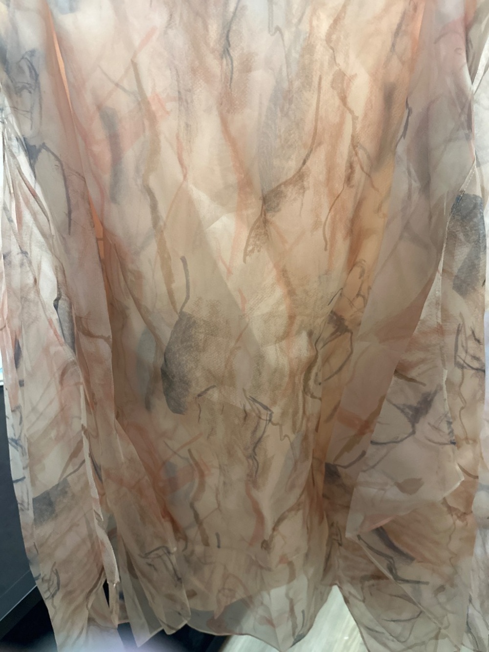 Lafayette 148 New York Gesture Print Silk Organza Layered Handkerchief Midi Dres - Picture 3 of 6